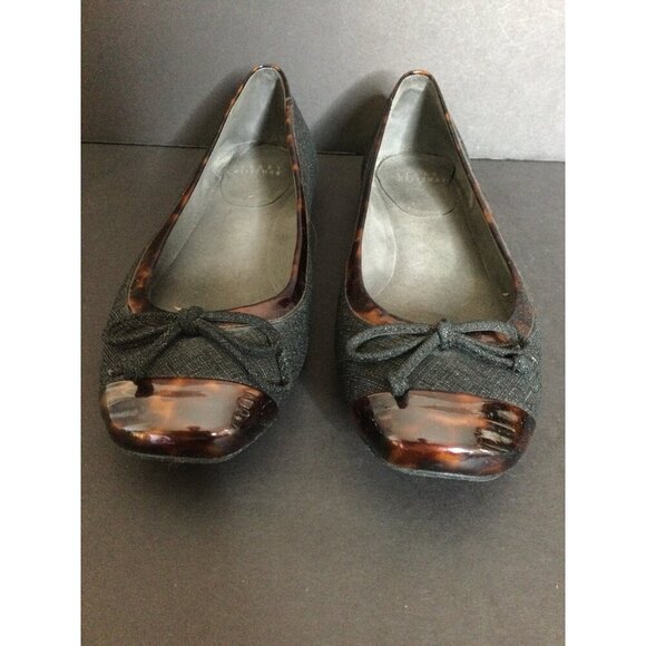 Stuart Weitzman Womens Black Tortoise Shell Trim Ballet Flats Size 7 M Made In S - Picture 7 of 13